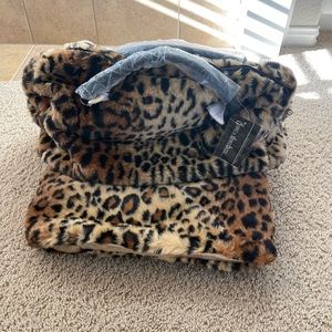 Faux Leopard Travel Bag And Throw by Dennis Basso